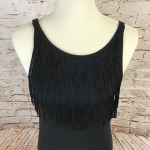 Long Black Tassel Dress